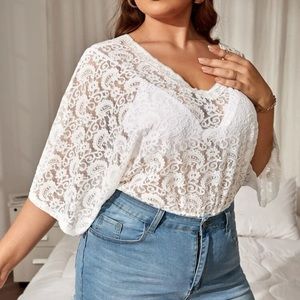 3/$18 PROMO - NWT SheinPlus Batwing Open Back Bodysuit (bra NOT included) Sz 2XL